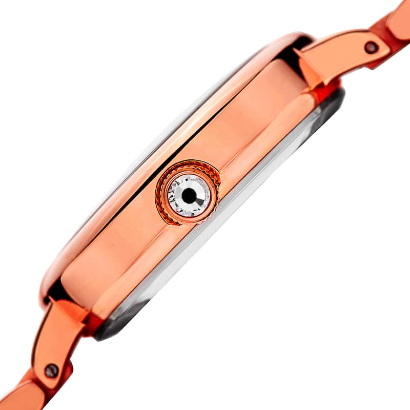 Akribos XXIV Women's Quartz Mother of Pearl Diamond Rose-Tone Bracelet Watch - Pink