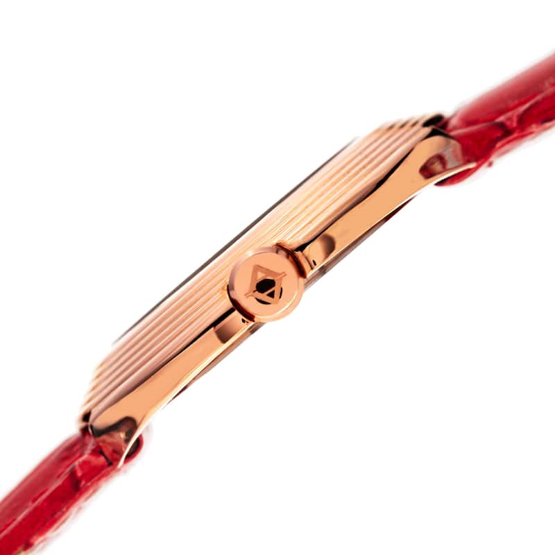 Akribos XXIV Women's Quartz Diamond Leather Red Strap Watch