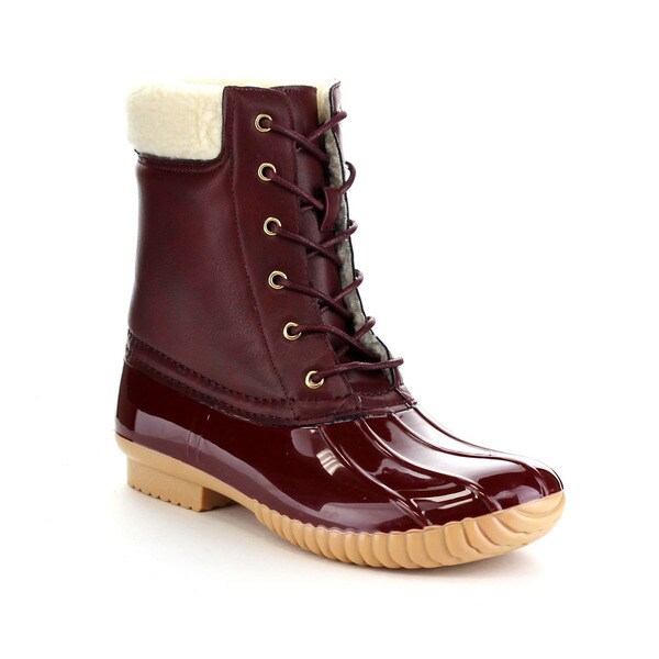 women waterproof lace up duck boots