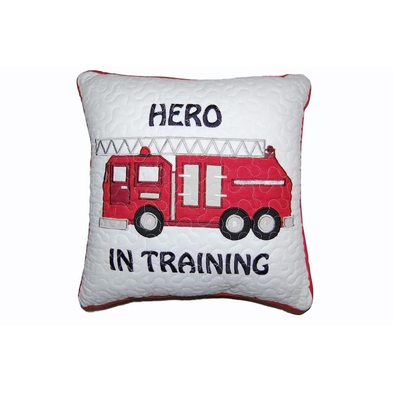 Hero in Training Fire Truck Square Decorative Throw Pillow