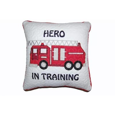 Hero in Training Fire Truck Square Decorative Throw Pillow