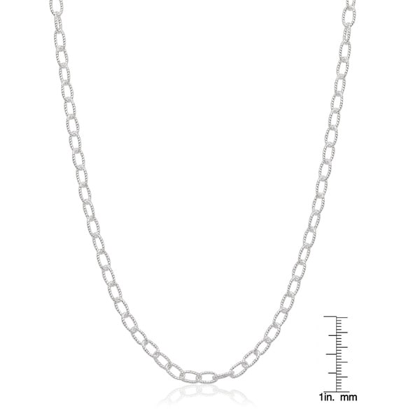 14K White Gold Over Sterling Silver Italian Crafted 3MM 20 Inches Rolo Link Chain