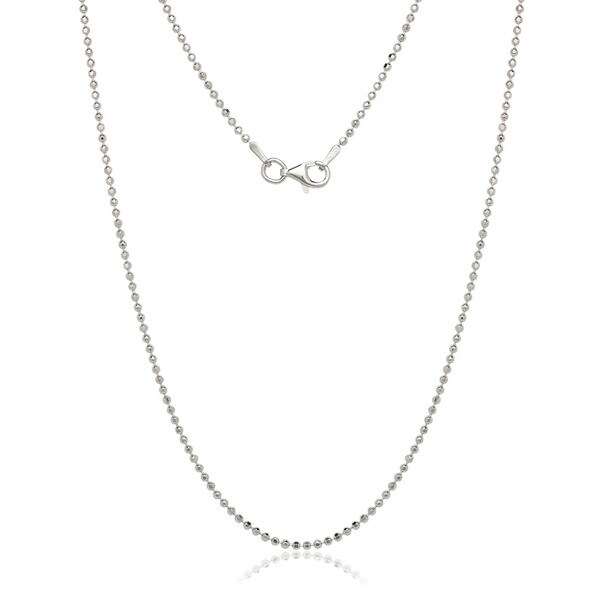 Italian Sterling Silver Rhodium-plated 1.0mm Bead Chain (16-20