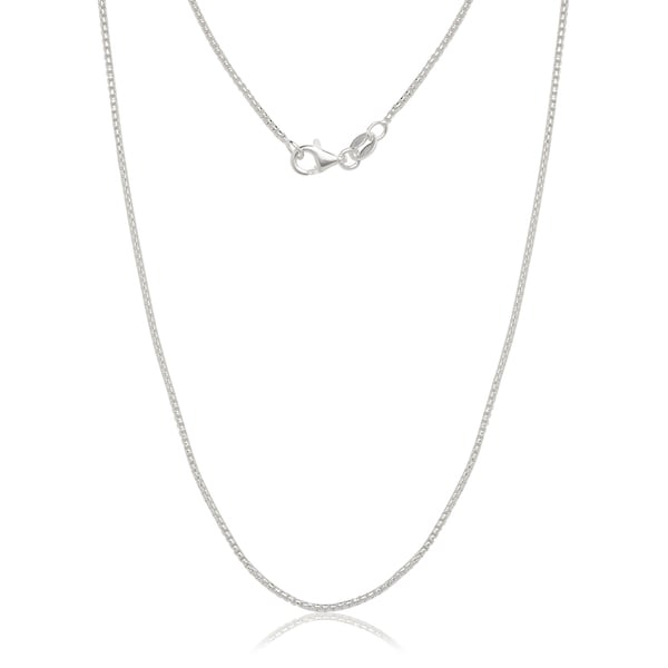 Italian Sterling Silver 1.25mm Half-round Box Chain (16"-30") - White