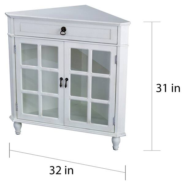 Heather Ann Glass Insert Double Door Single Drawer Wooden Corner Cabinet On Sale Overstock 10760670