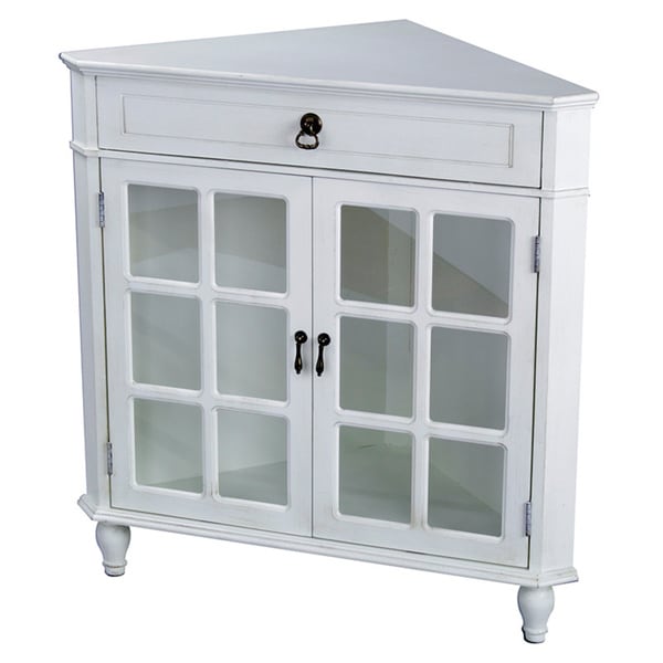 Heather Ann Glass Insert Double Door, Single Drawer Wooden 