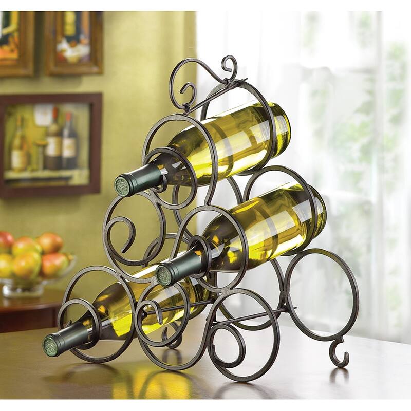 Stylish Wrought Iron 6-bottle Wine Rack