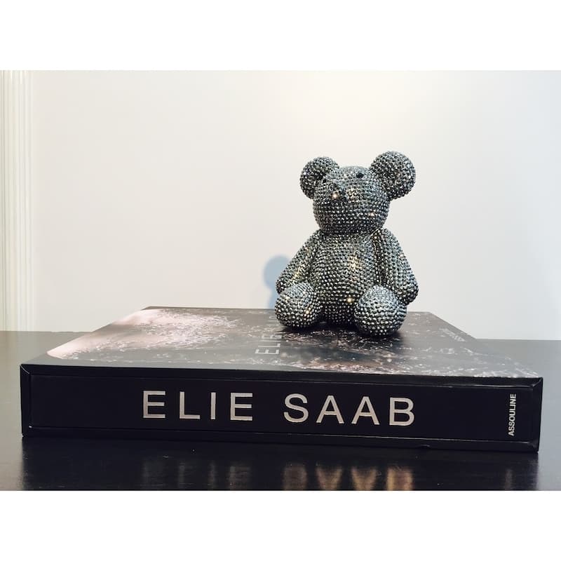 Interior Illusions Plus Graphite Rhinestone Bear Bank - 8" tall