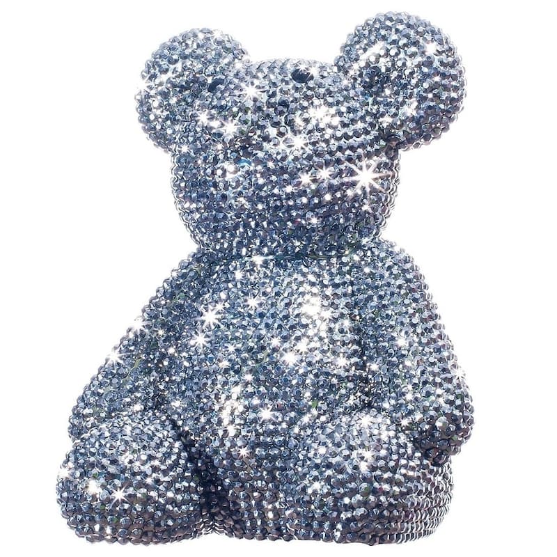Interior Illusions Plus Graphite Rhinestone Bear Bank - 8" tall