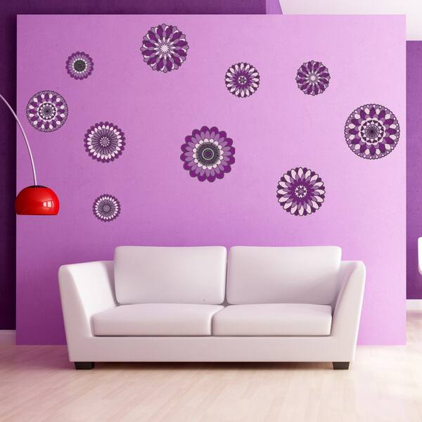 Retro Flowers Modern Vinyl Wall Art Overstock 10760777