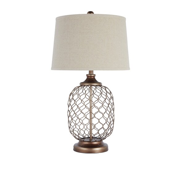Signature Design by Ashley Sanzia Gold Finish Metal Table Lamp