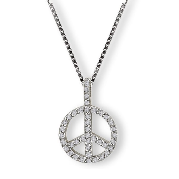 Avanti Sterling Silver Cubic Zirconia Peace Symbol Necklace   17813610