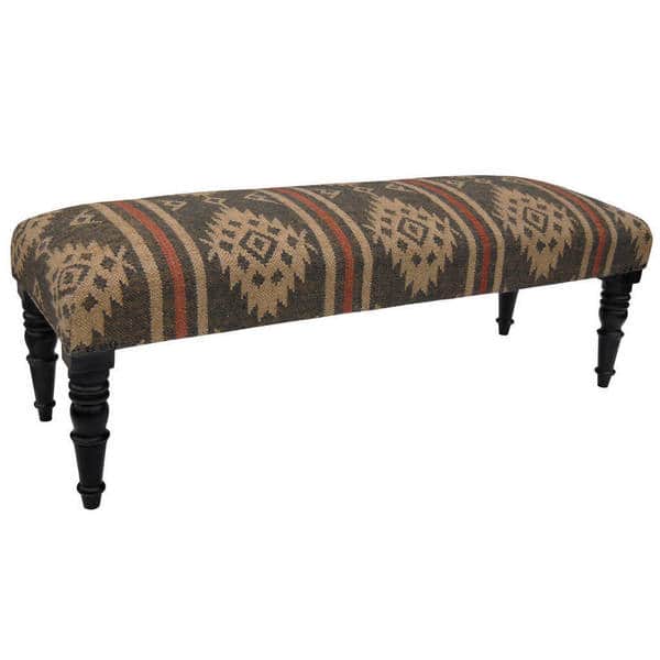 slide 2 of 4, HERAT ORIENTAL Handmade Jute-upholstered Wooden Bench - 48" x 16" x 18"