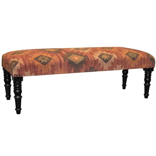Handmade Indo Jute Upholstered Wooden Bench (India) - 48" L x 16" W x 16" H. Opens flyout.