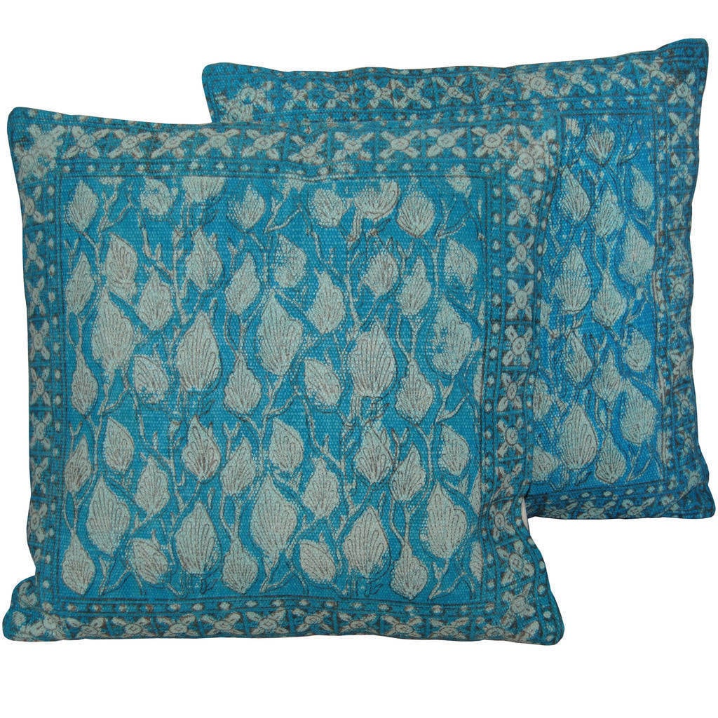 Shop Handmade 20 Blue Print Pillow Set Of 2 India Free