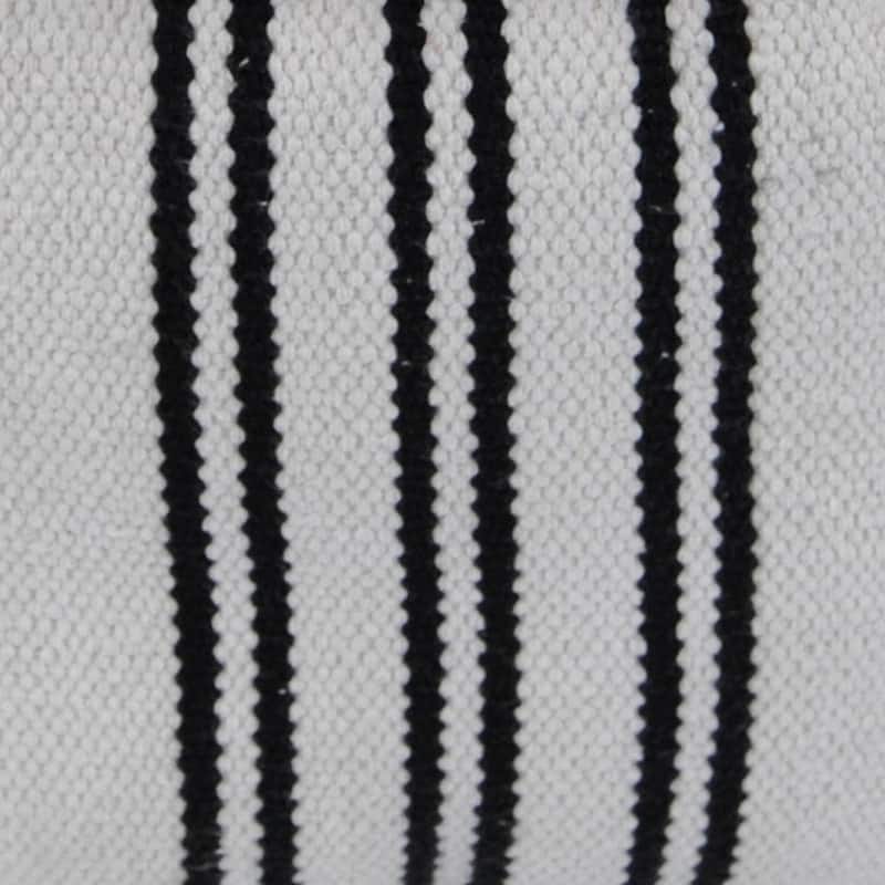 Handmade Black and White Striped Cotton Round Ottoman Pouf