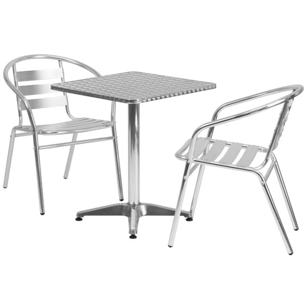 23 5 Foot Square Aluminum Indoor Outdoor Table With 2 Slat 23 5 Foot Square Aluminum Indoor Outdoor Table With 2 Slat Back Chairs