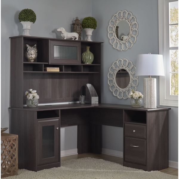 Cabot L Shaped Desk with Hutch  Free Shipping Today  Overstock.com  17815576