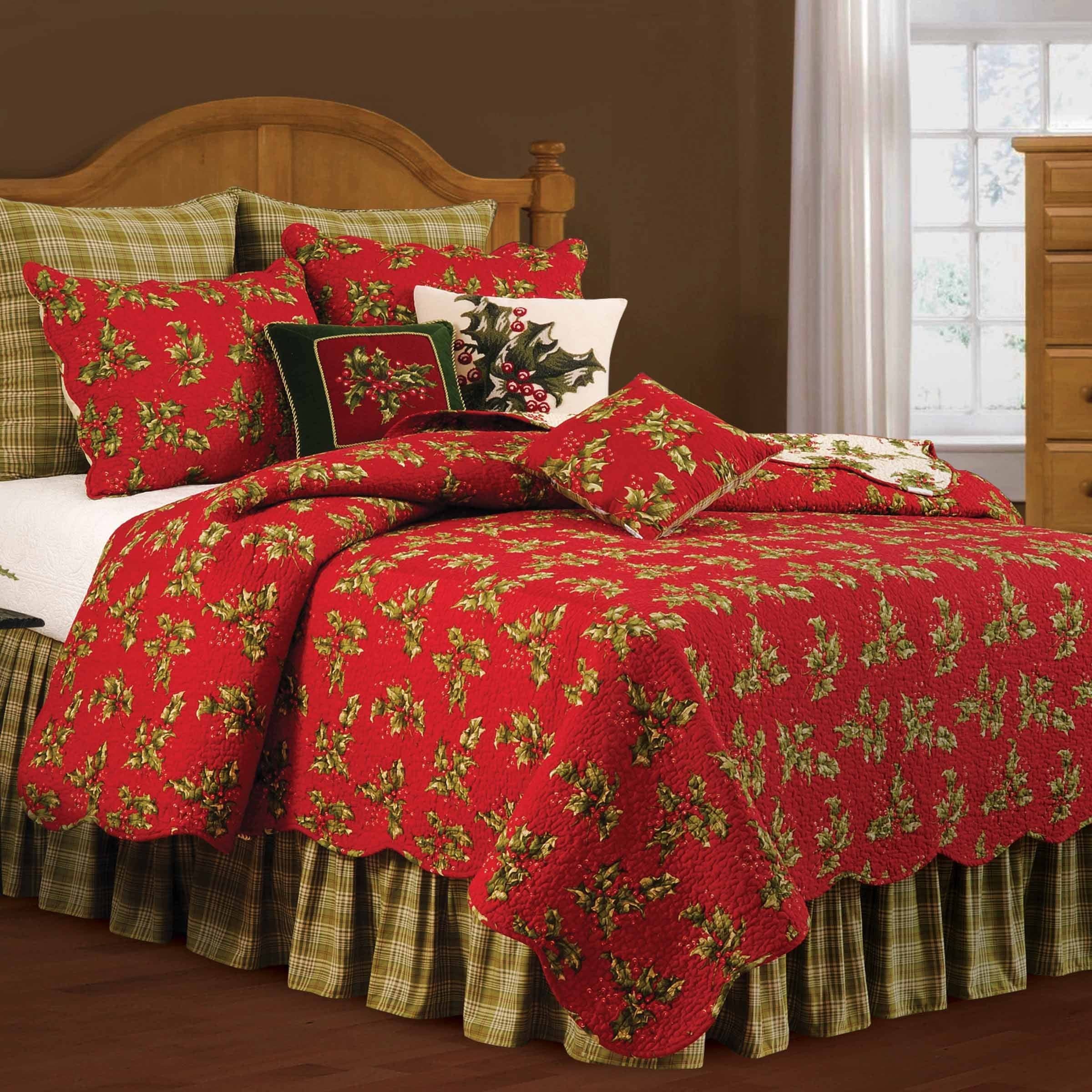 Shop Holly Red Cotton Quilt Shams Not Included Overstock