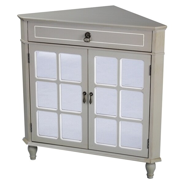 Heather Ann Mirror Insert Double Door Single Drawer Wooden Heather Ann Mirror Insert Double Door Single Drawer Wooden Corner Cabinet