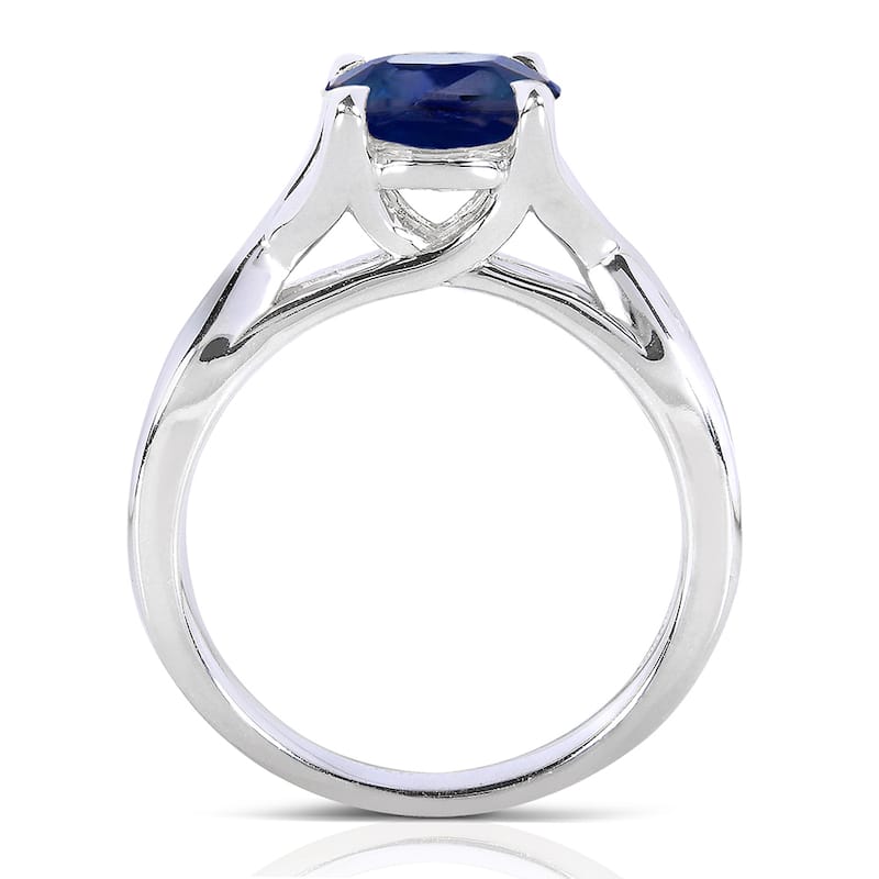 Annello by Kobelli 14k White Gold Blue Sapphire and 1/10ct TDW Diamond Ring (G-H, I1-I2)