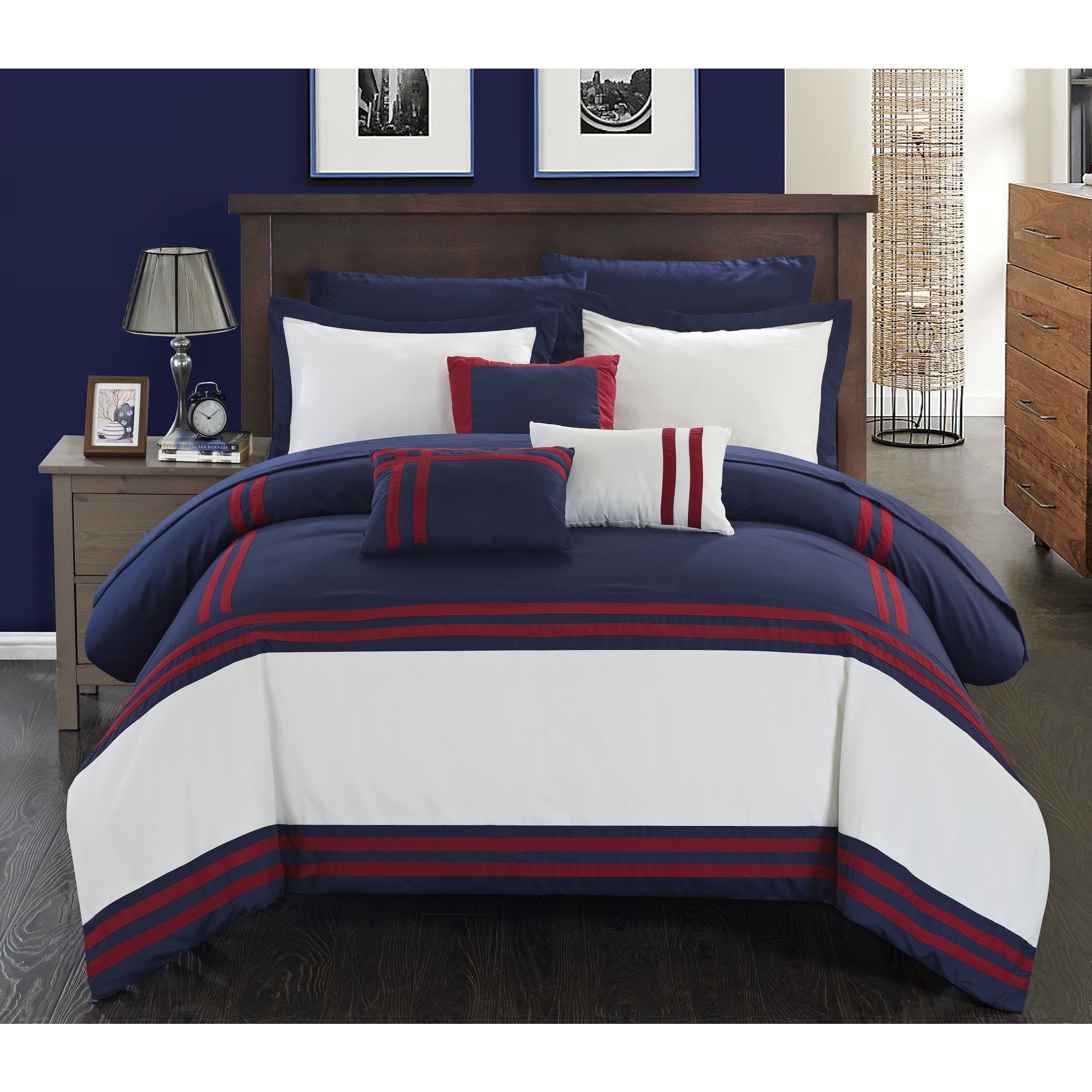 Shop Porch Den Highland Navy And Red Oversized 10 Piece Bed In A