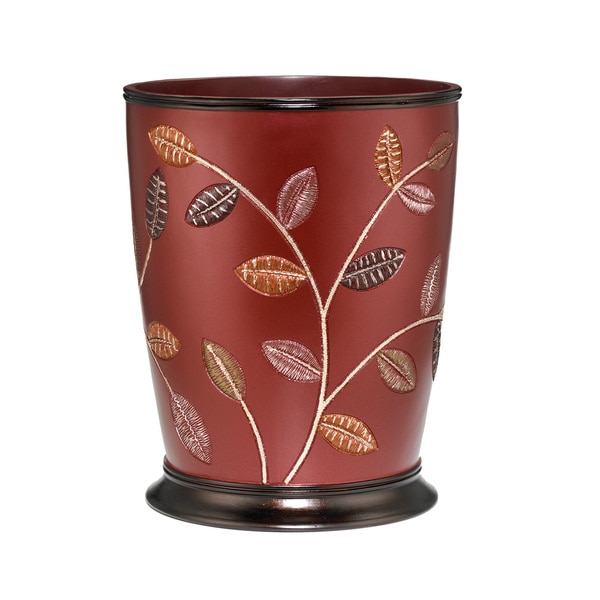 Burgundy Leaf Design Bath Accessory Collection