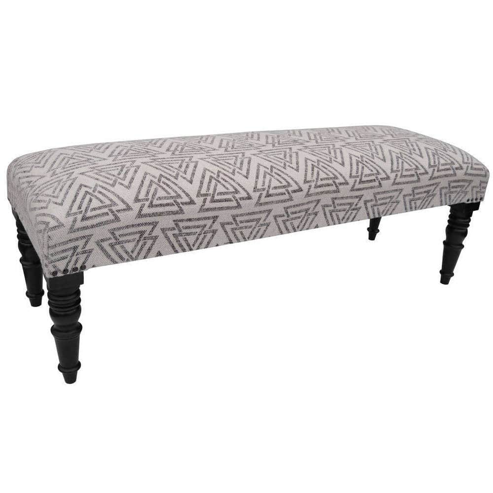Handmade Cotton Upholstered Wood Bench (India) - 48" L x 16" W x 16" H