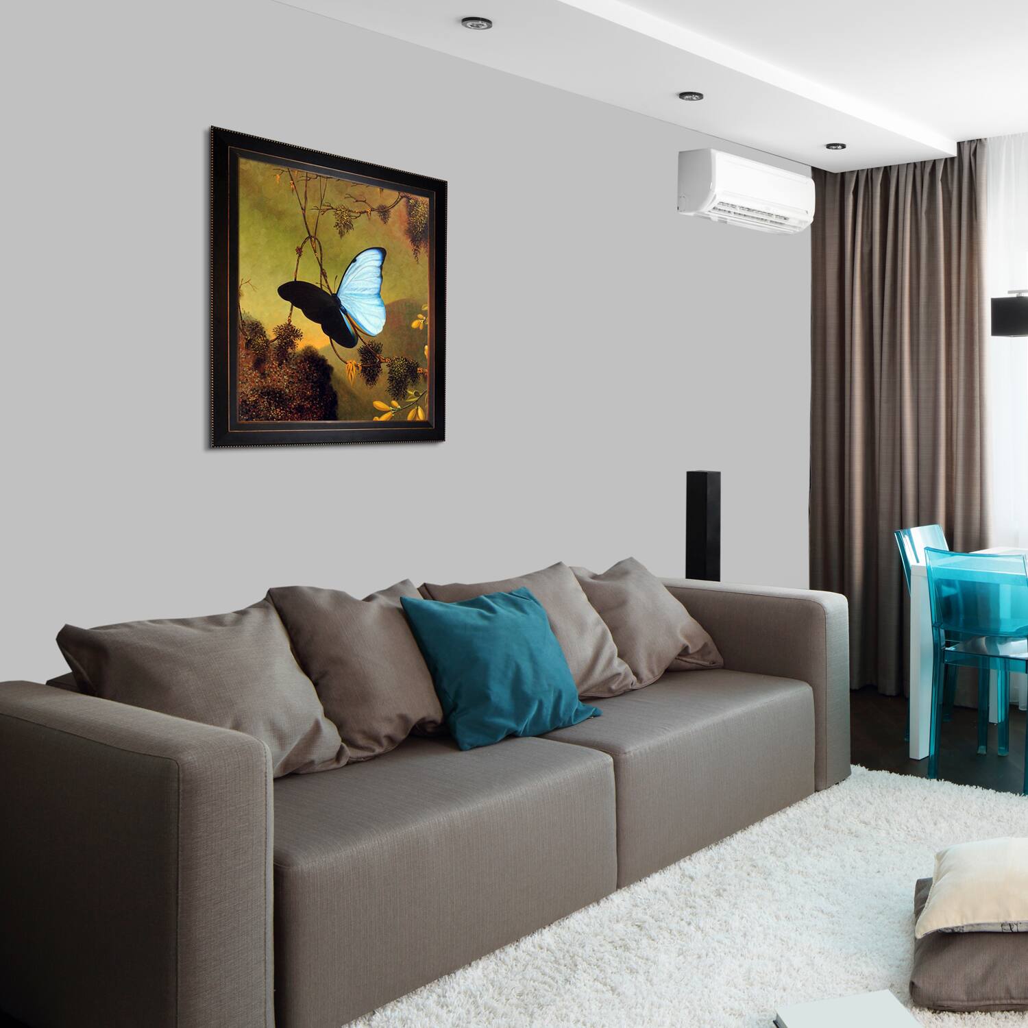 La Pastiche Martin Johnson Heade 'Blue Morpho Butterfly' Hand Painted