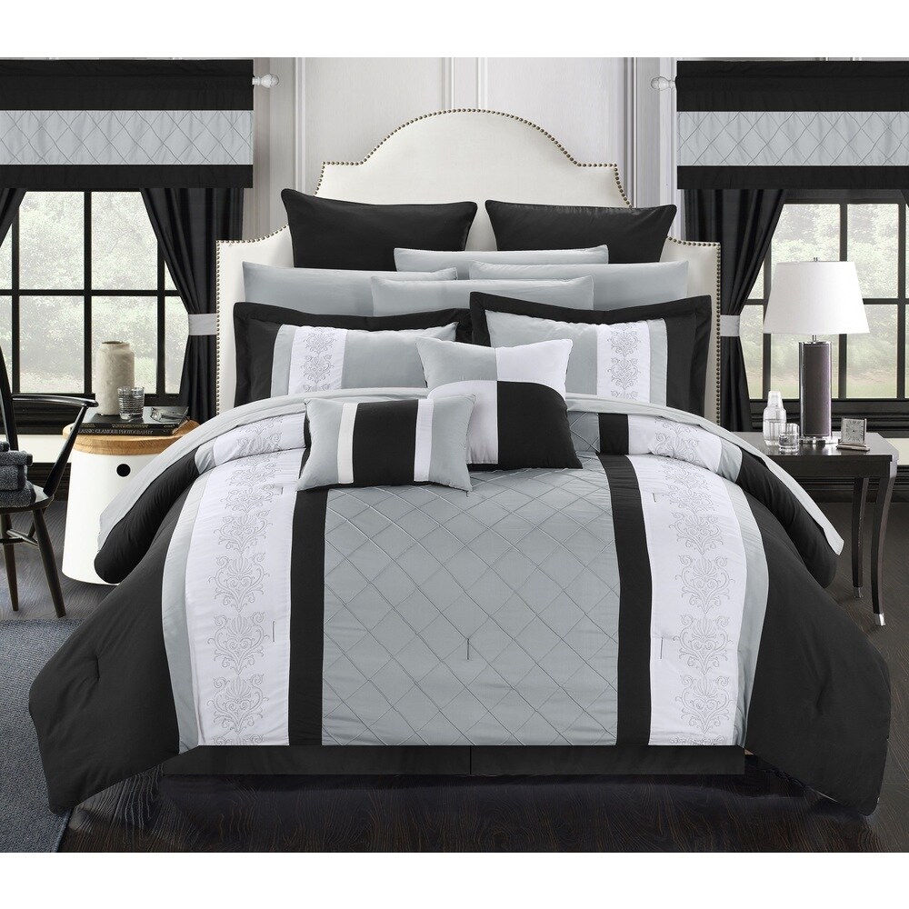 Details about   Beige Cream Damask Scroll 24 pc Comforter Sheet Window Set Queen King Bed Bag 