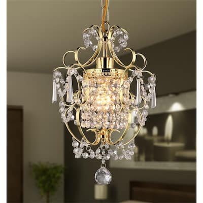 Emily 1-light Gold 11-inch Crystal Chandelier