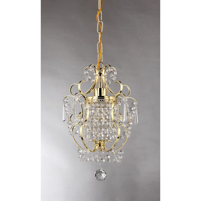 Emily 1-light Gold 11-inch Crystal Chandelier