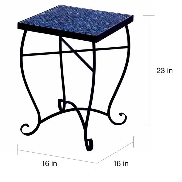 Shop Moroccan Mosaic Blue Square Side Accent Table Overstock 10764411