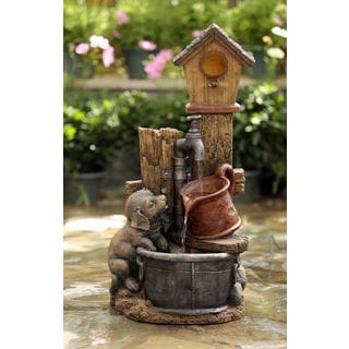 Birdhouse and Dog Water Fountain