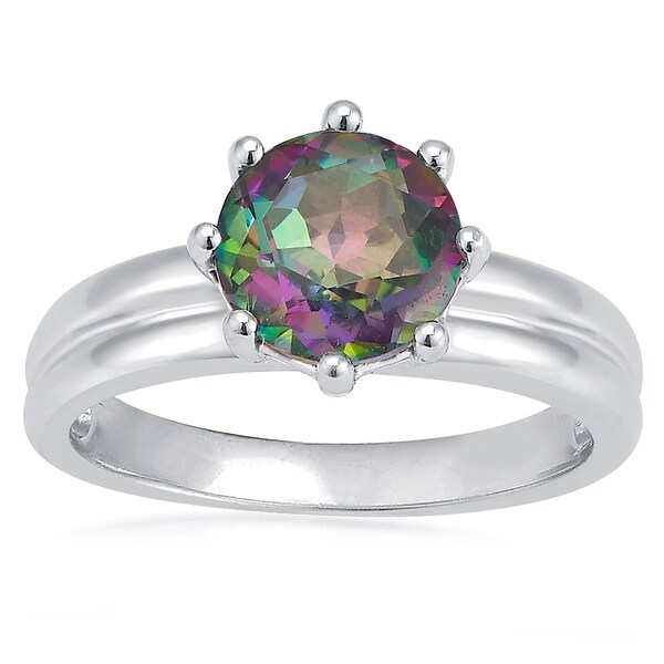 Shop Sterling Silver Round Mystic Topaz Solitaire Ring - On Sale - Free ...