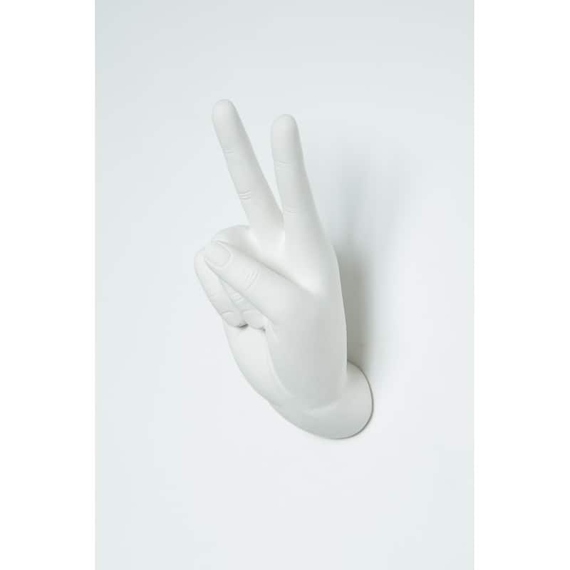 Interior Illusions Plus White Peace Hand Wall Mount - 8.5" tall