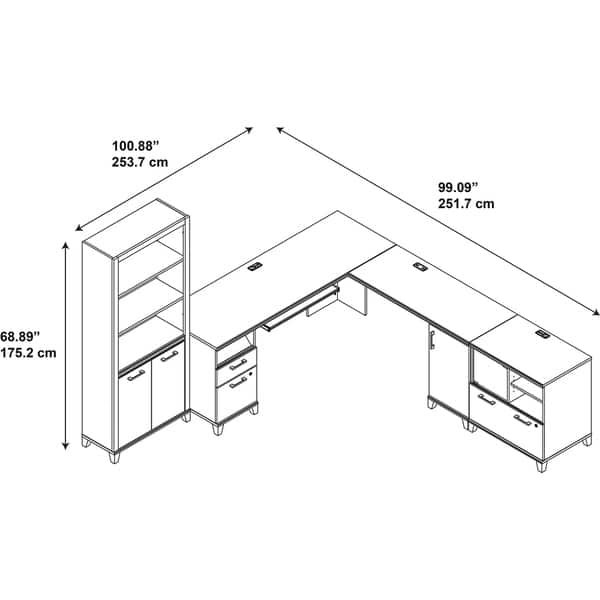 Shop Achieve L Shaped Desk With Bookcase And Printer Stand File