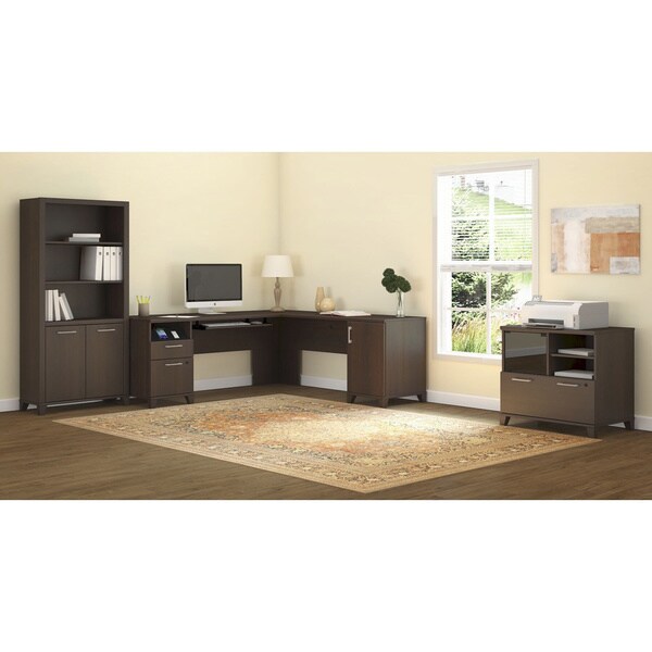 Achieve L Shaped Desk with Bookcase and Printer Stand File