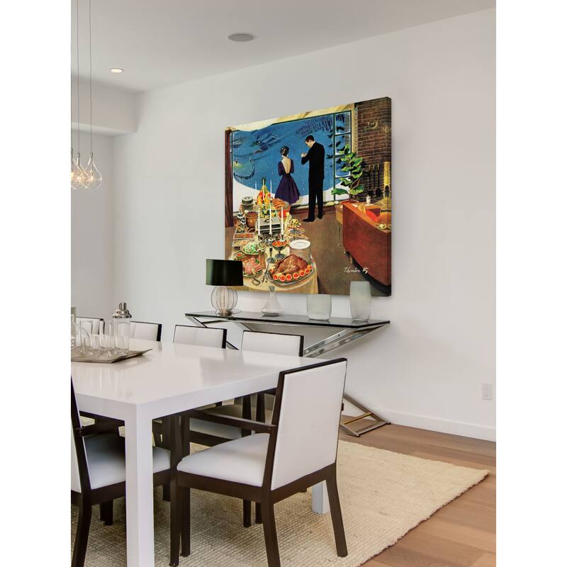 Marmont Hill - Handmade Snow Buffet Party Painting Print on Canvas - Multi-color