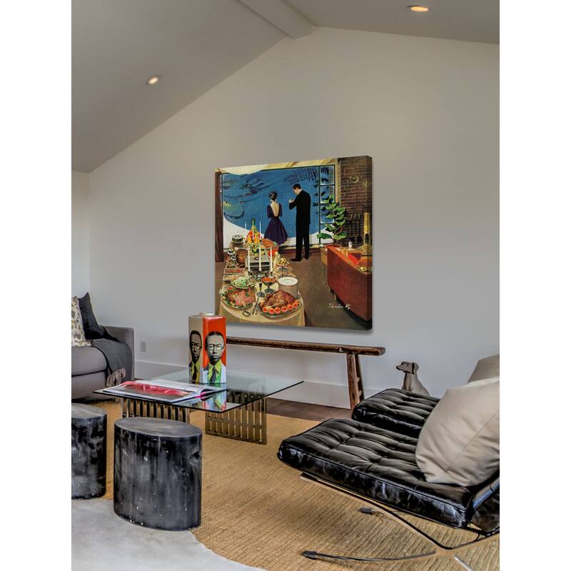 Marmont Hill - Handmade Snow Buffet Party Painting Print on Canvas - Multi-color