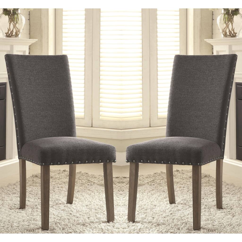 Eforea Grey Parson Chair with Nail Head Trim (Set of 2)