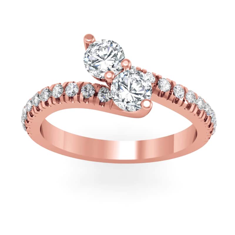 Auriya 14k Gold 1ctw Round Two-stone Diamond Engagement Ring