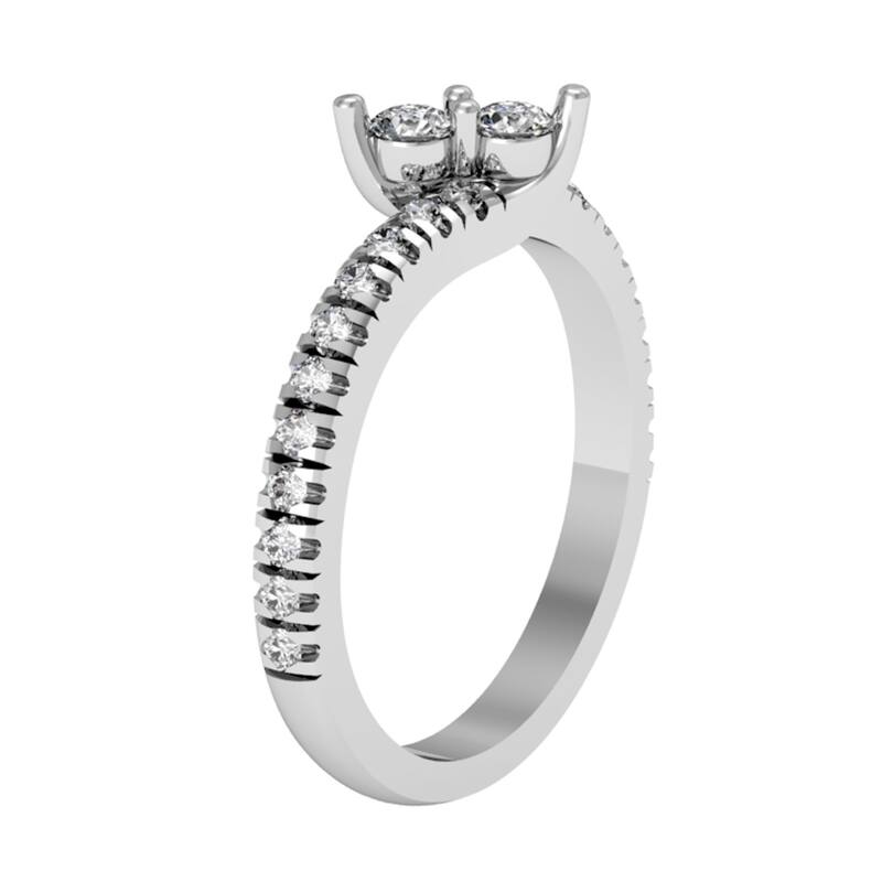 Auriya 14k Gold 1/2ctw Round Two-stone Diamond Engagement Ring (H-I, I1-I2)