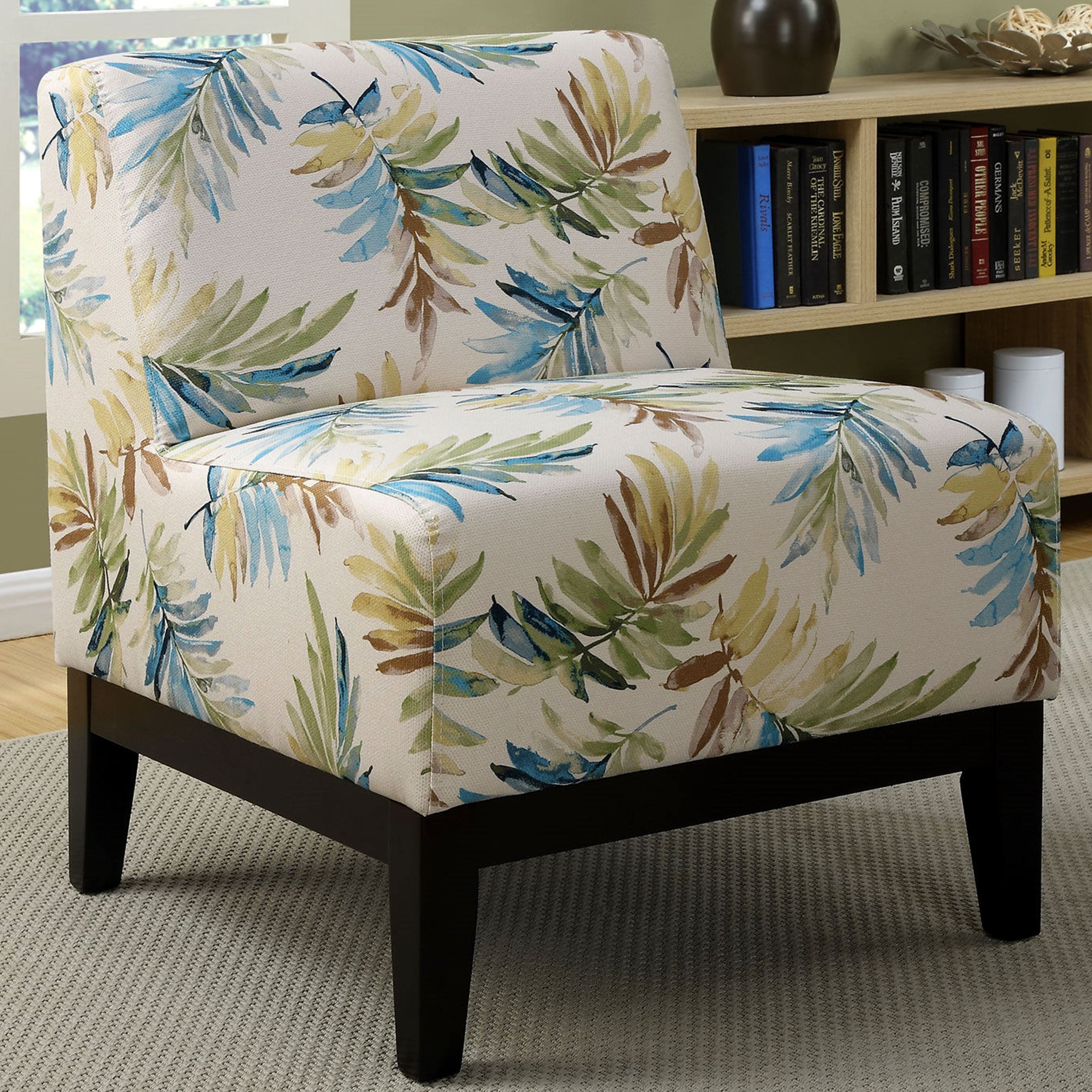 Sycamore Artistic Blue Green Leaf Printed Design Slipper Accent Chair Overstock 10769046