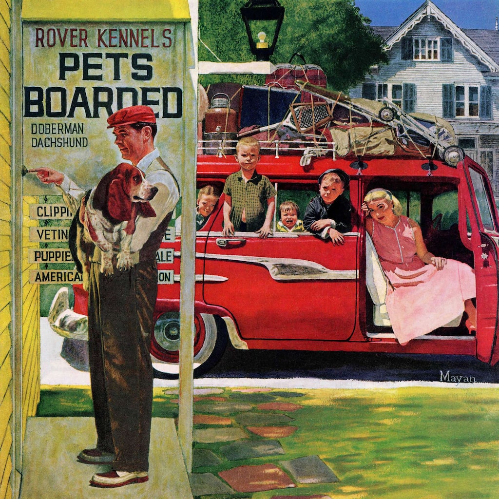 Marmont Hill - Boarding the Dog by Earl Mayan Painting Print on Canvas - Multi-Color