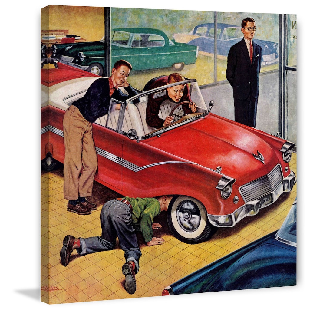 Marmont Hill - Automobile Showroom by Amos Sewell Painting Print on Canvas - Multi-Color