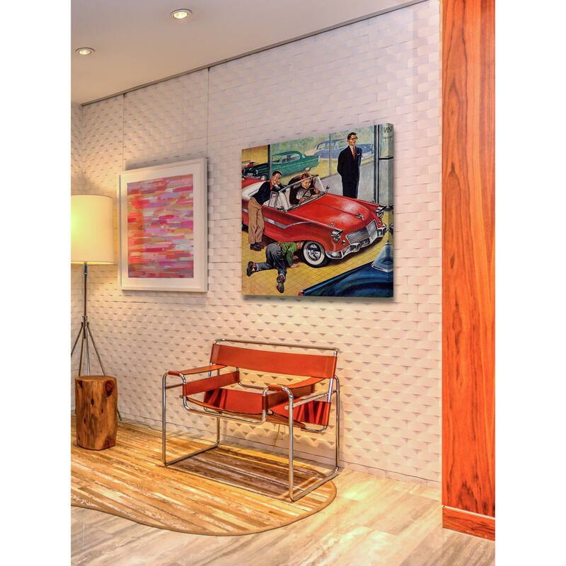 Marmont Hill - Automobile Showroom by Amos Sewell Painting Print on Canvas - Multi-Color