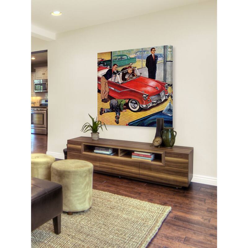 Marmont Hill - Automobile Showroom by Amos Sewell Painting Print on Canvas - Multi-Color