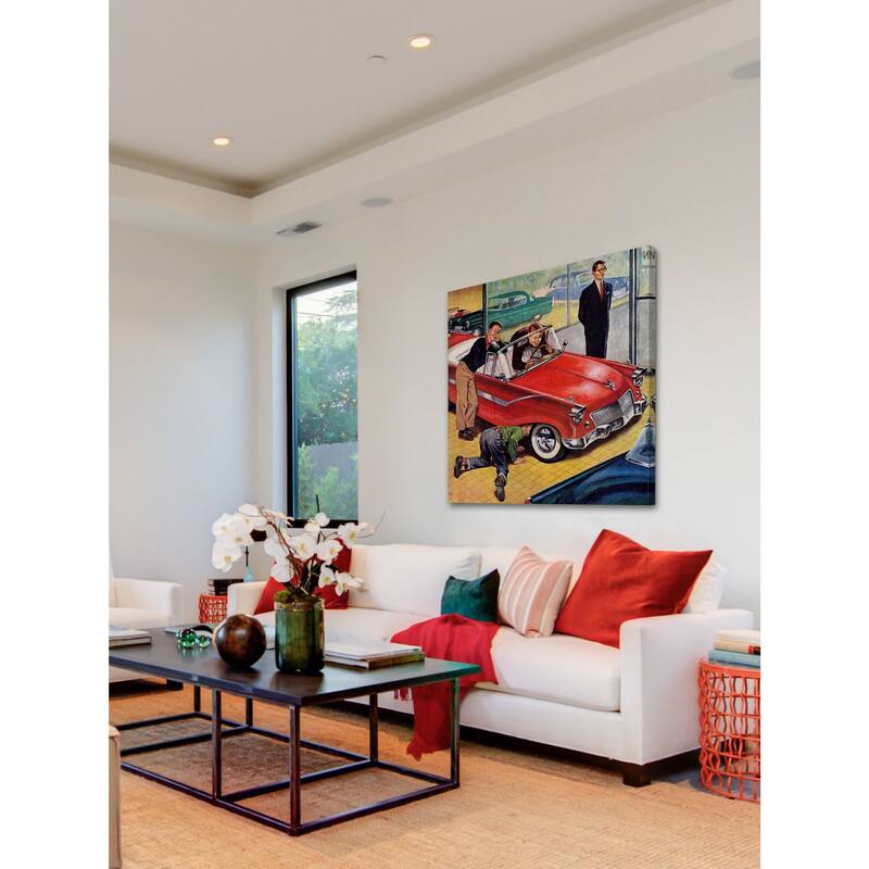 Marmont Hill - Automobile Showroom by Amos Sewell Painting Print on Canvas - Multi-Color