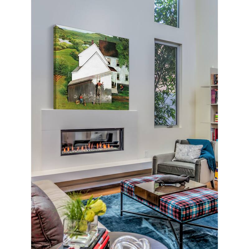 Marmont Hill - 'Helping Dad Paint' by John Clymer Painting Print on Canvas - Multi-Color